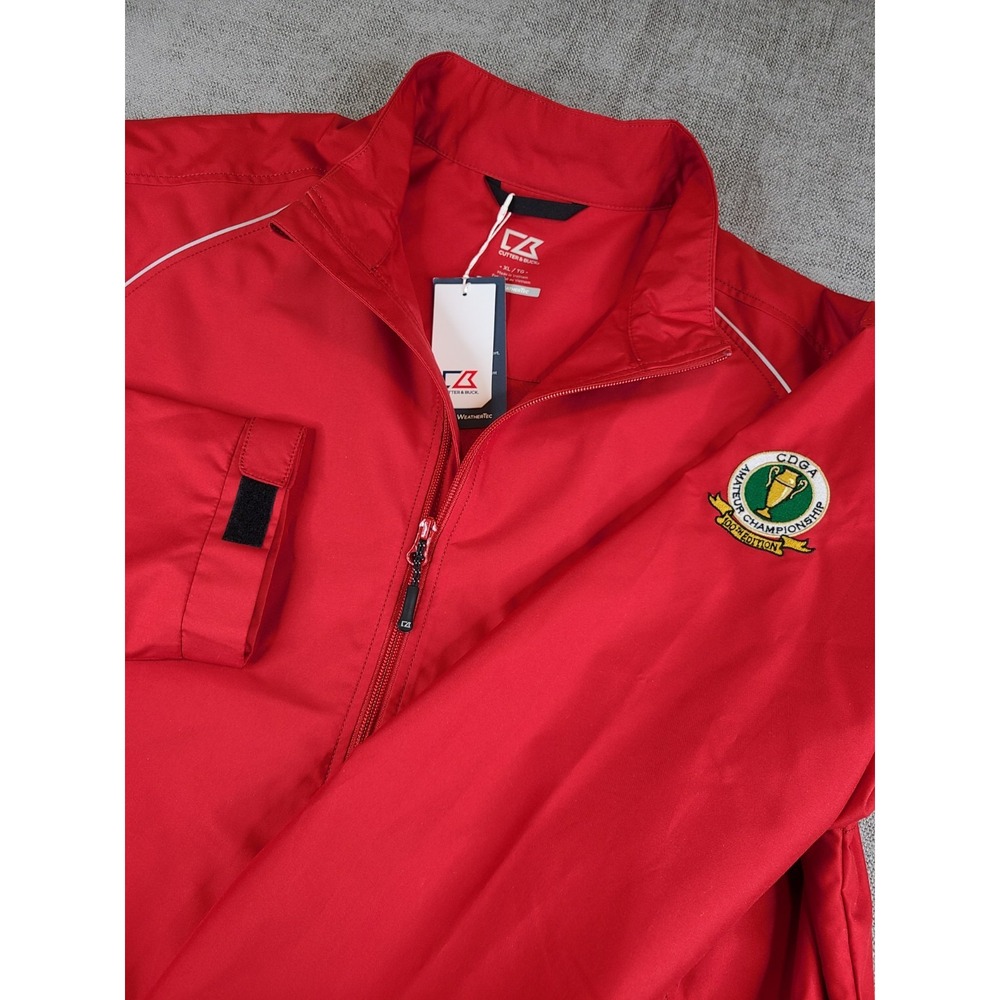 NWT Cutter & Buck Jacket Mens XL Red CB Weathertec Beacon Full Zip Golf Jacket